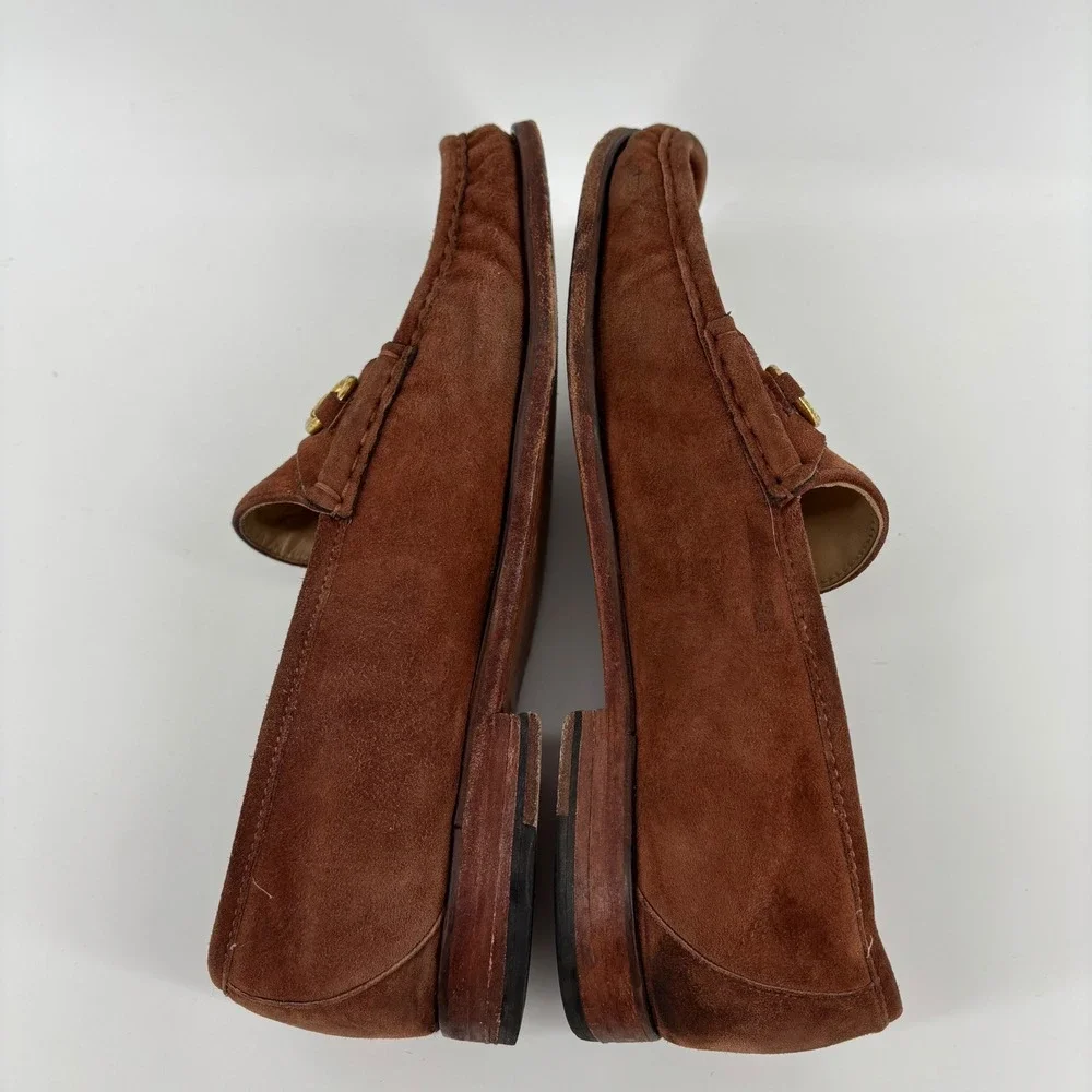 Di Lepori Bit Loafers Men 44 Brown Suede Horsebit Made in Italy Old Money Preppy